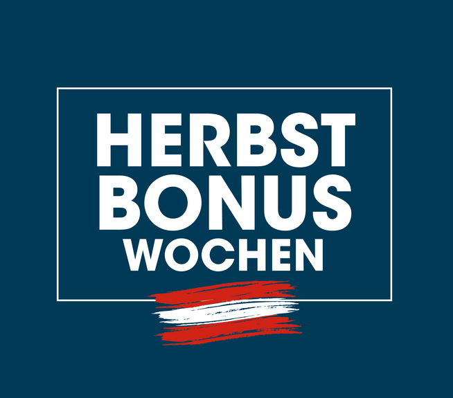 Text auf blauen Hintergrund "HERBST BONUS WOCHEN".